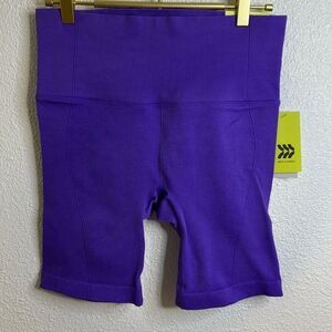 NWT- All in Motion- bright purple, high waisted seamless biker short- size large